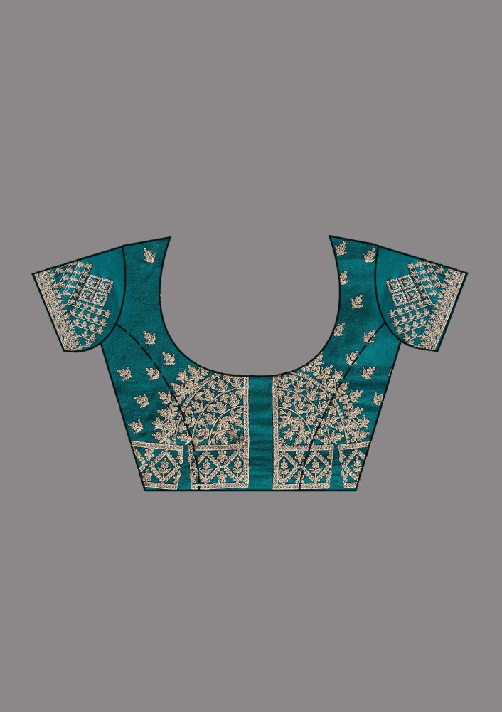 Teal Green Cording Georgette Saree
